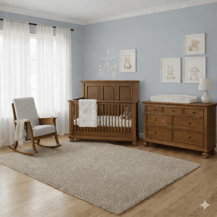 Appleseed Solvang 2-Piece Nursery Set – Convertible Crib + Double Dresser