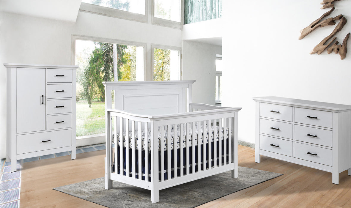 Pali Como Flat Top 3 Piece Nursery Set - Forever Crib + Double Dresser + Door Chest