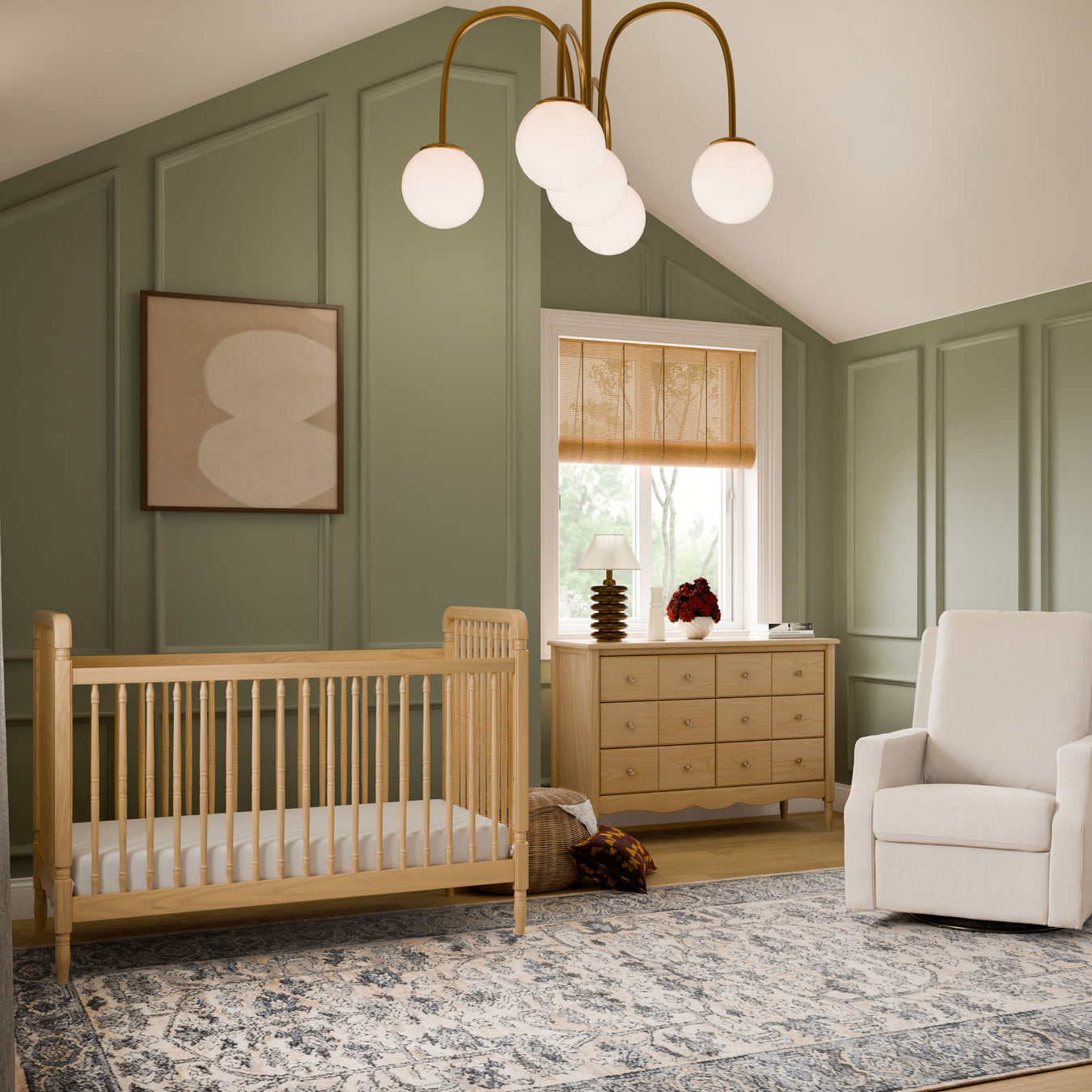 Convertible crib nursery display at Kids N Cribs baby furniture showroom