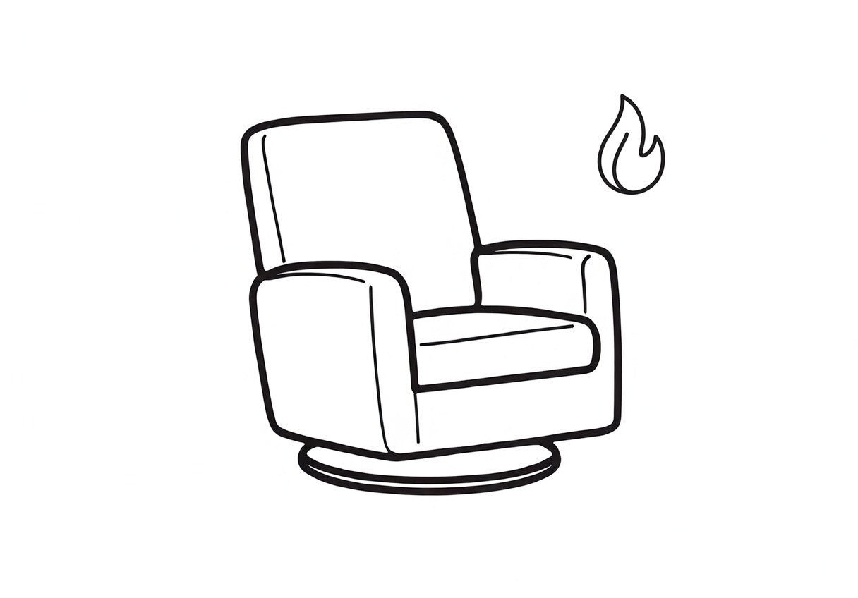 Heated seat icon for nursery glider
