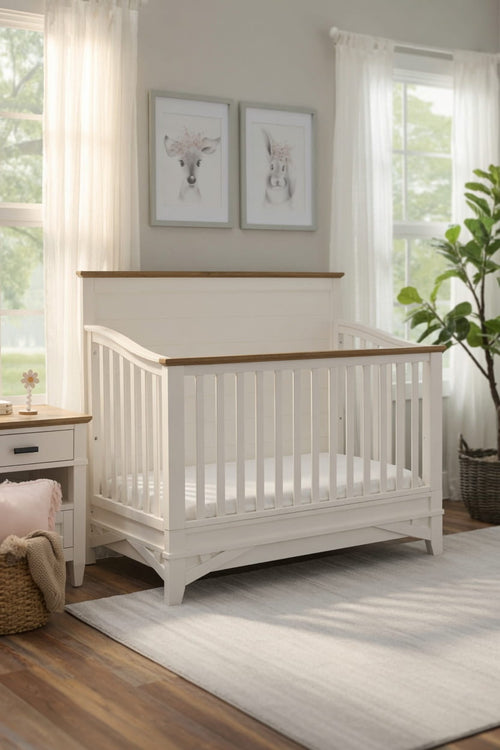 Heritage House Artisan Convertible Crib in White & Oak at Kids N Cribs Bay Area