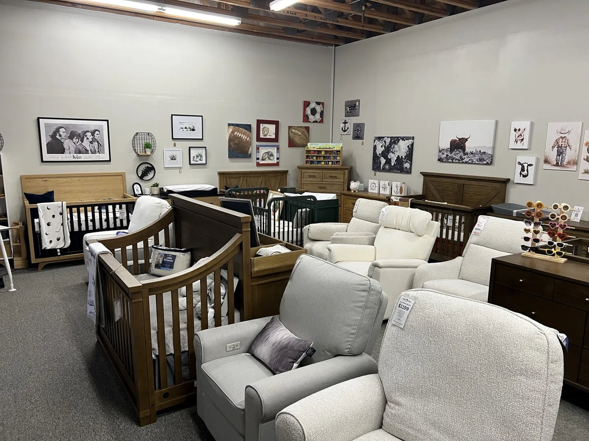 Cribs, nursery furniture and gliders to compare in the Brentwood showroom