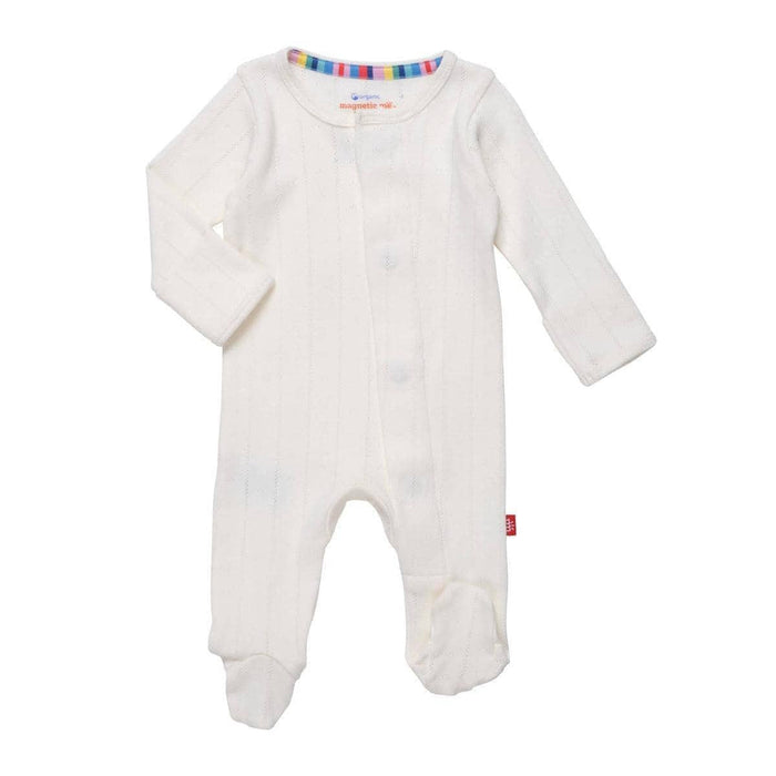 Magnetic Me Love Lines Tofu Organic Cotton Pointelle Magnetic Footie