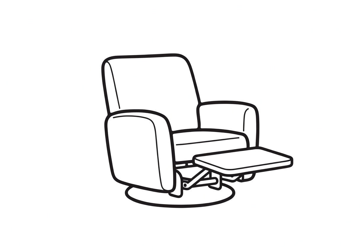 Power recline with footrest icon for nursery glider